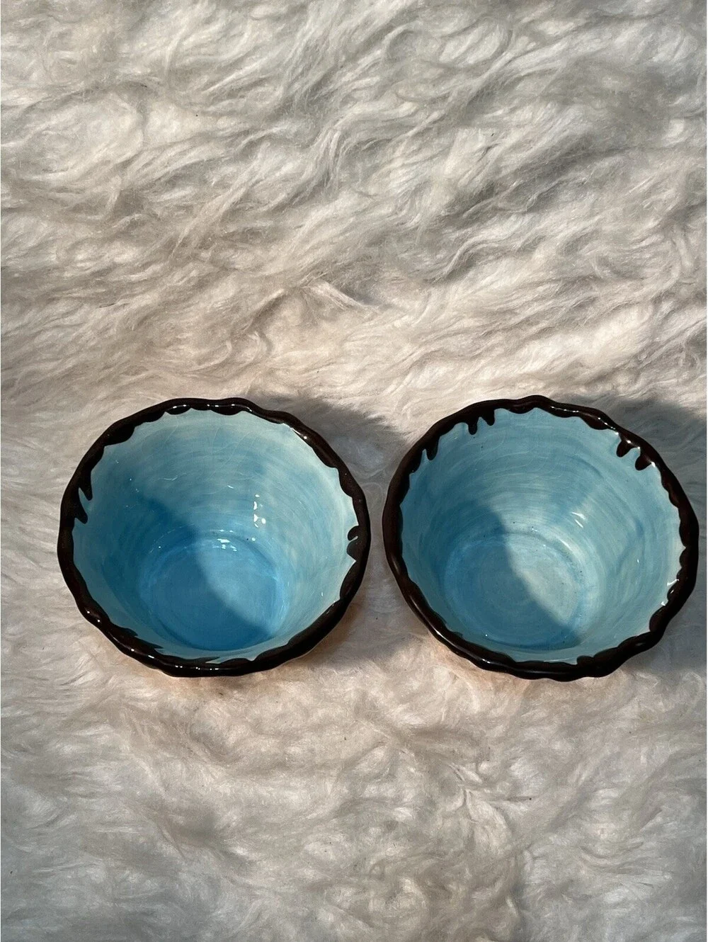 2 ceramic waffle cone ice cream bowls